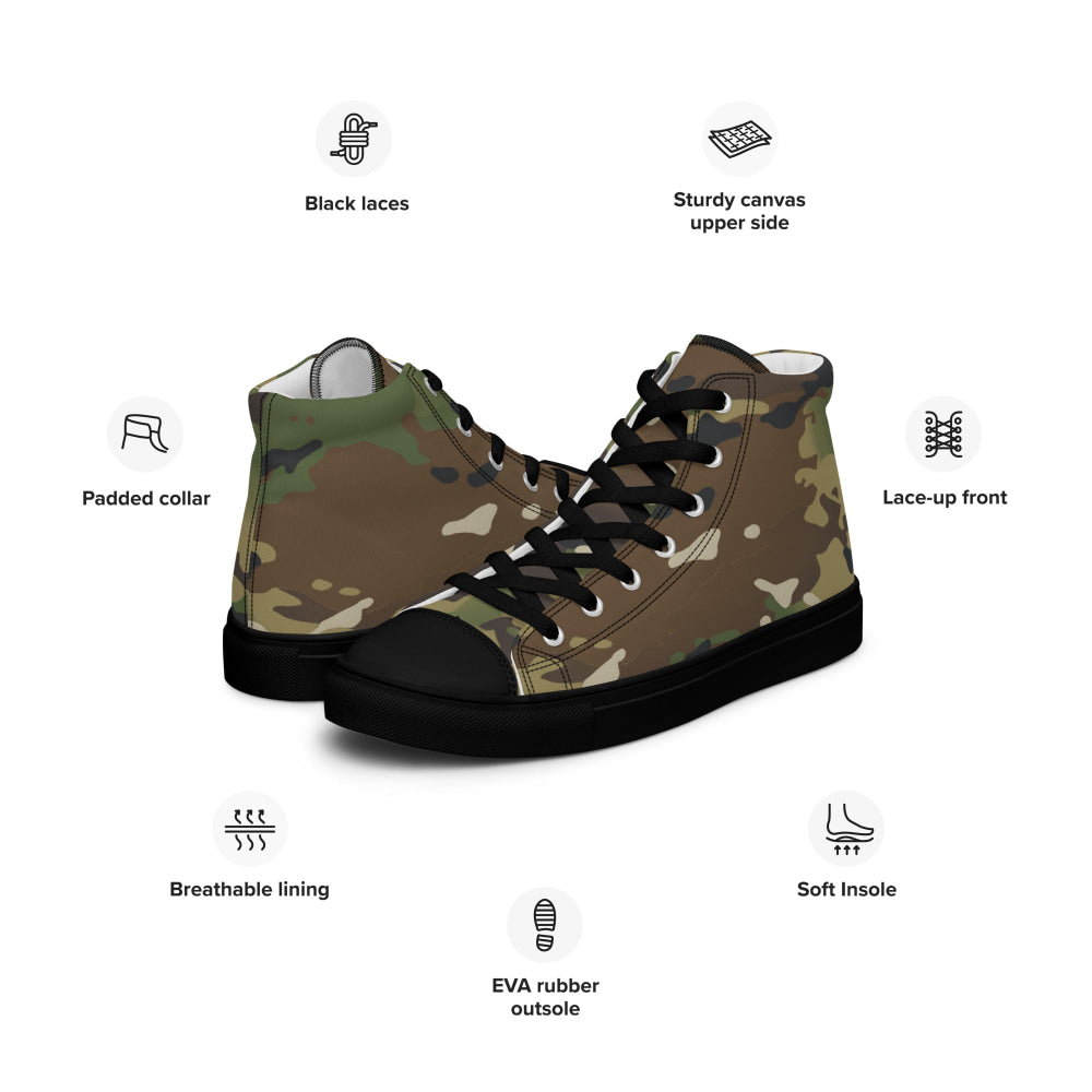 American Multi CAMO Woodland Men’s high top canvas shoes - Mens High Top Canvas Shoes