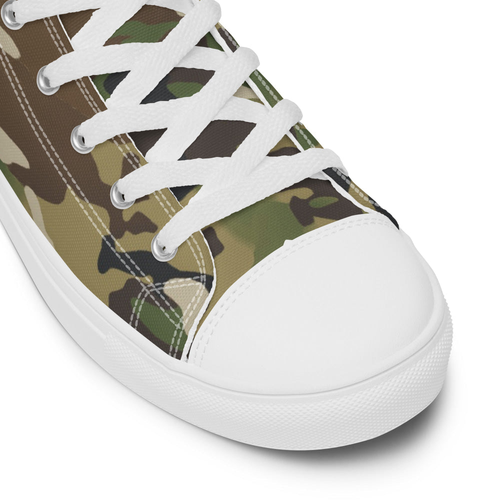 American Multi CAMO Woodland Men’s high top canvas shoes - Mens High Top Canvas Shoes