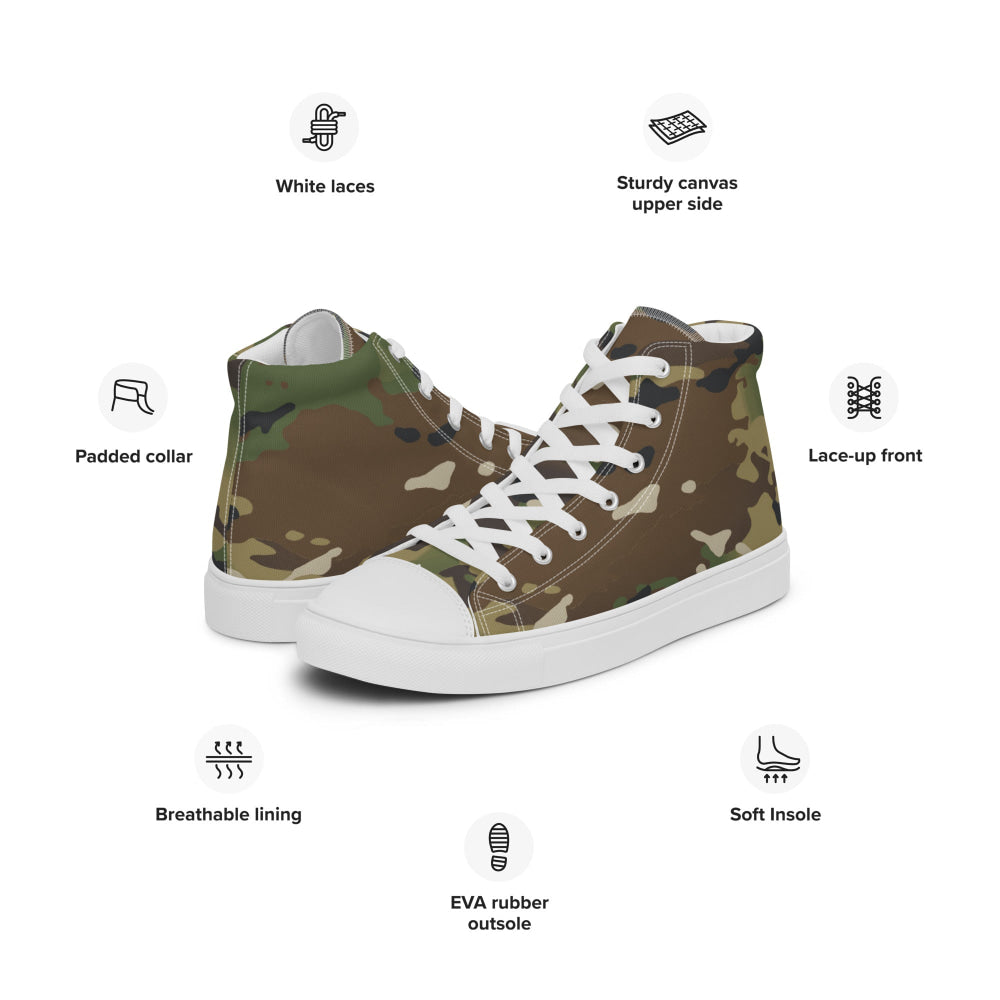 American Multi CAMO Woodland Men’s high top canvas shoes - Mens High Top Canvas Shoes