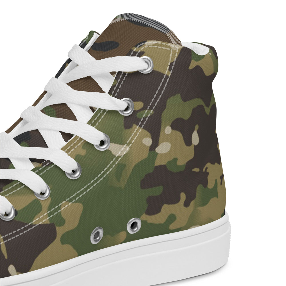 American Multi CAMO Woodland Men’s high top canvas shoes - Mens High Top Canvas Shoes