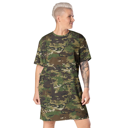 American Multi CAMO Woodland T-shirt dress - 2XS - Womens T-Shirt Dress