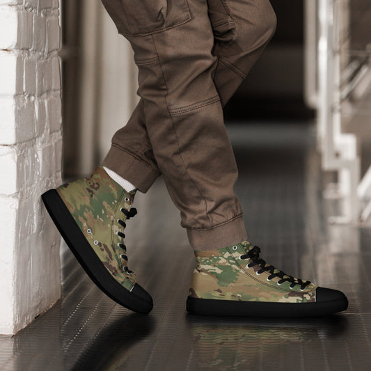 American Operational Camouflage Pattern (OCP) CAMO Men’s high top canvas shoes - Black / 5 - Mens High Top Canvas Shoes