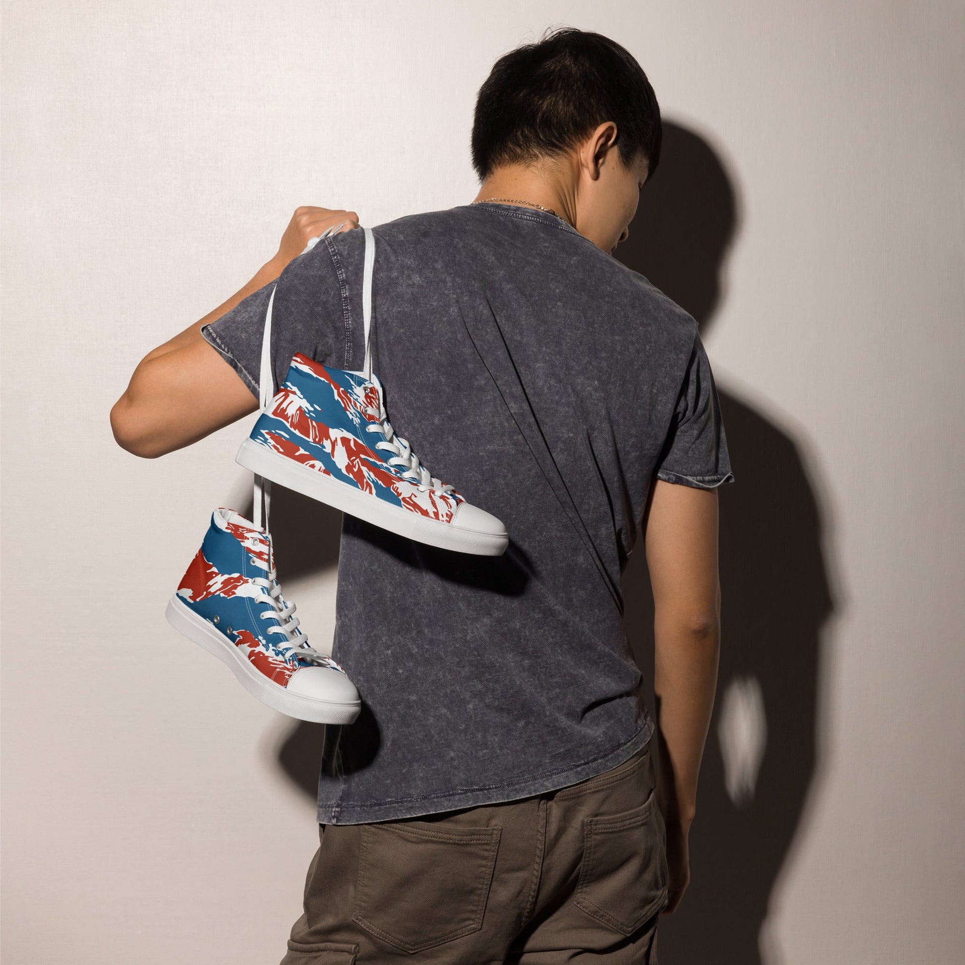 American Patriot Tiger Stripe CAMO Mens High-Top Canvas Shoes