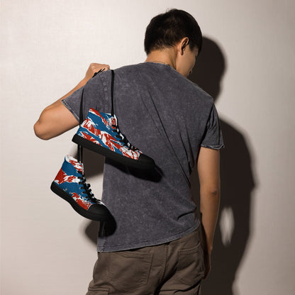 American Patriot Tiger Stripe CAMO Mens High-Top Canvas Shoes