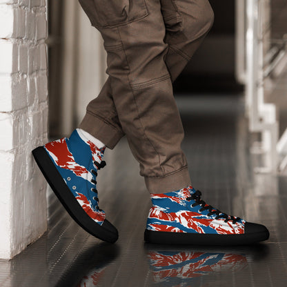 American Patriot Tiger Stripe CAMO Mens High-Top Canvas Shoes - Black / 5