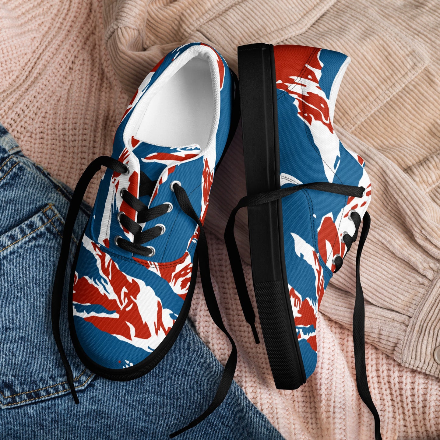 American Patriot Tiger Stripe CAMO Mens Lace-Up Canvas Shoes - Lace-up