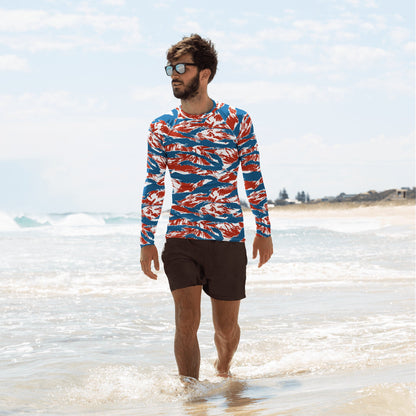 American Patriot Tiger Stripe CAMO Mens Long-Sleeve Rash Guard - XS