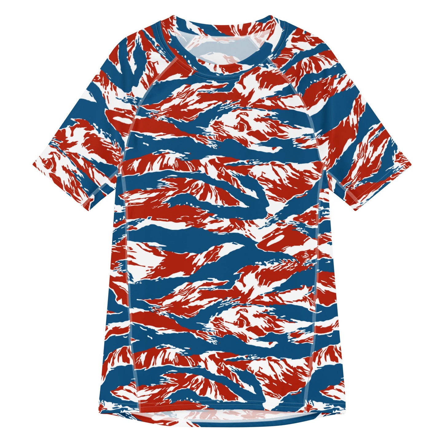 American Patriot Tiger Stripe CAMO Mens Short-Sleeve Rash Guard - 2XS