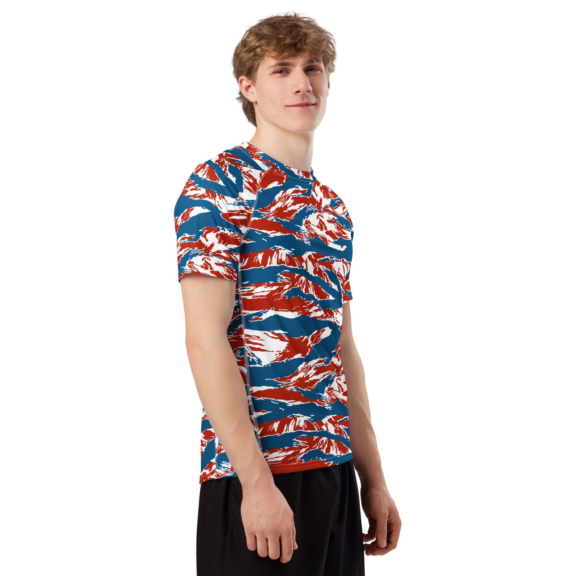 American Patriot Tiger Stripe CAMO Mens Short-Sleeve Rash Guard