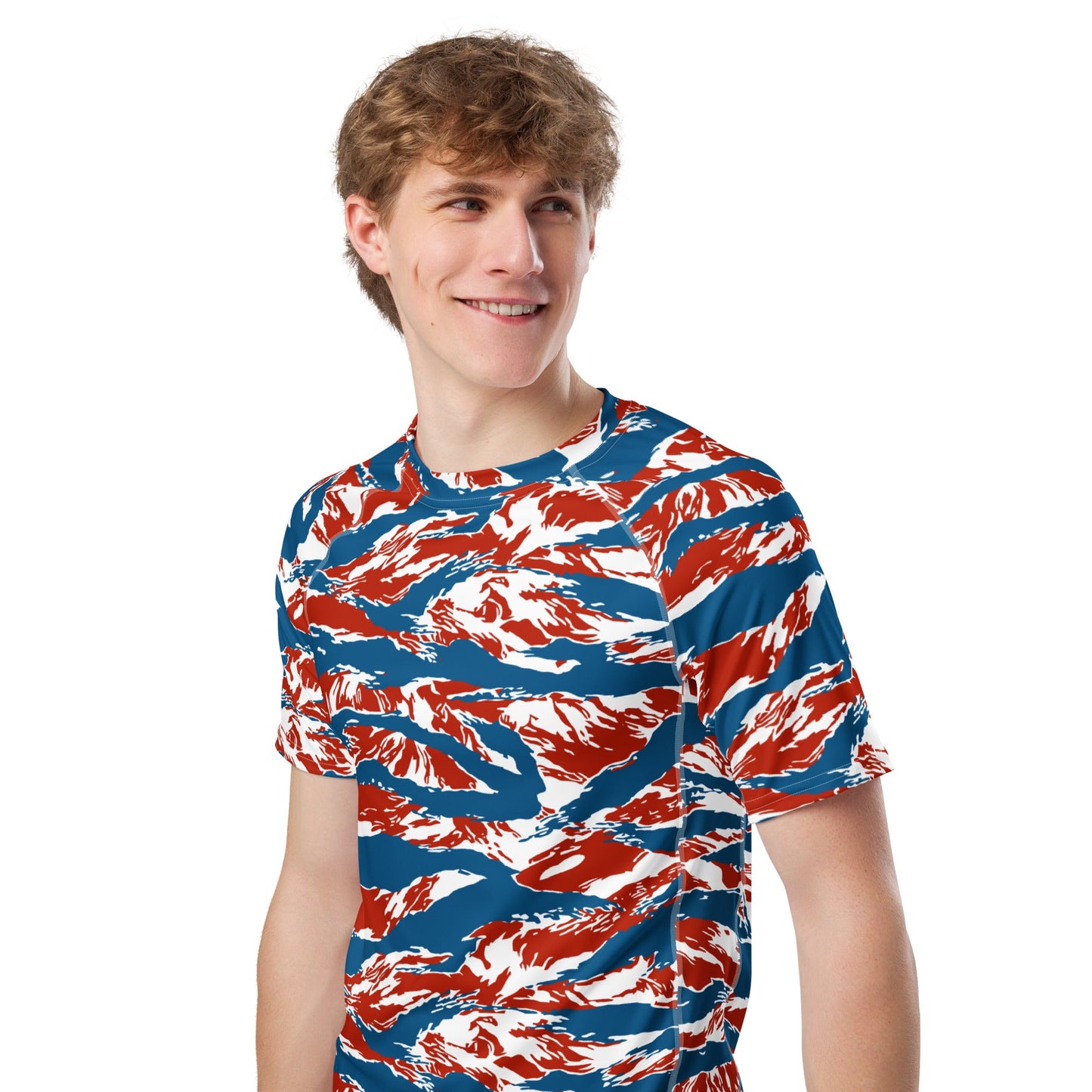 American Patriot Tiger Stripe CAMO Mens Short-Sleeve Rash Guard