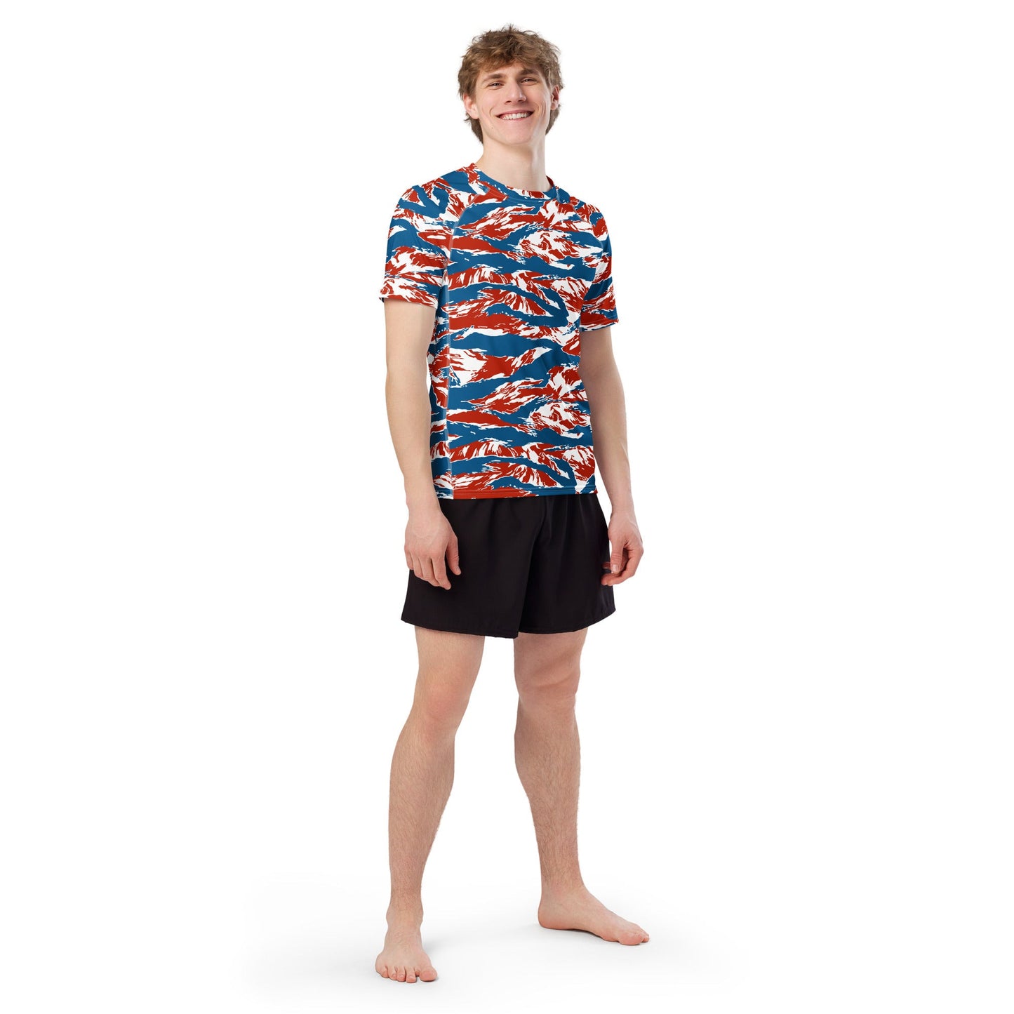American Patriot Tiger Stripe CAMO Mens Short-Sleeve Rash Guard
