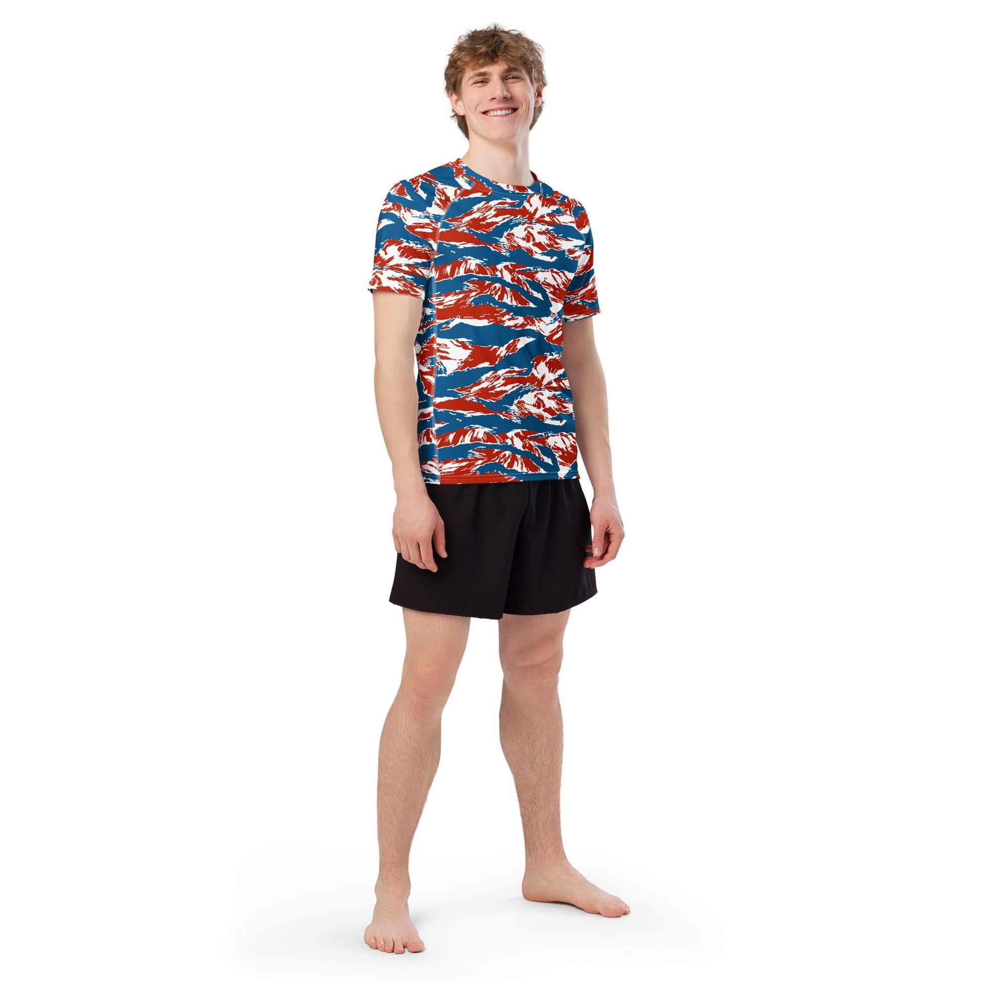 American Patriot Tiger Stripe CAMO Mens Short-Sleeve Rash Guard