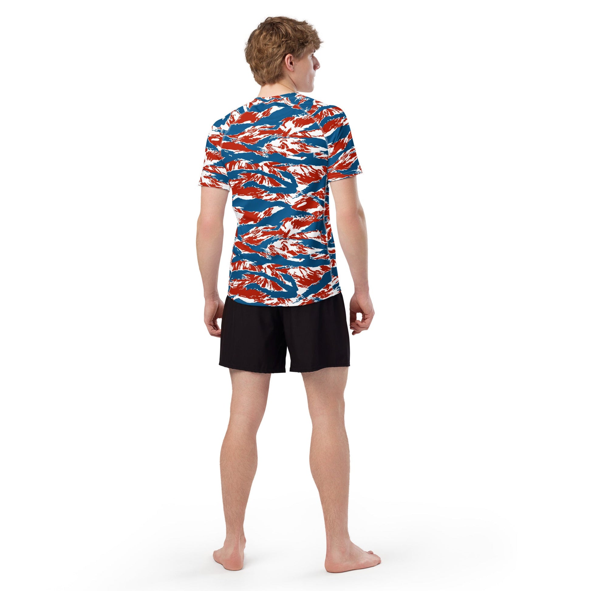 American Patriot Tiger Stripe CAMO Mens Short-Sleeve Rash Guard