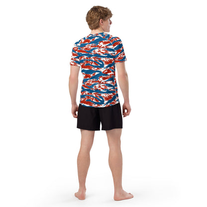 American Patriot Tiger Stripe CAMO Mens Short-Sleeve Rash Guard