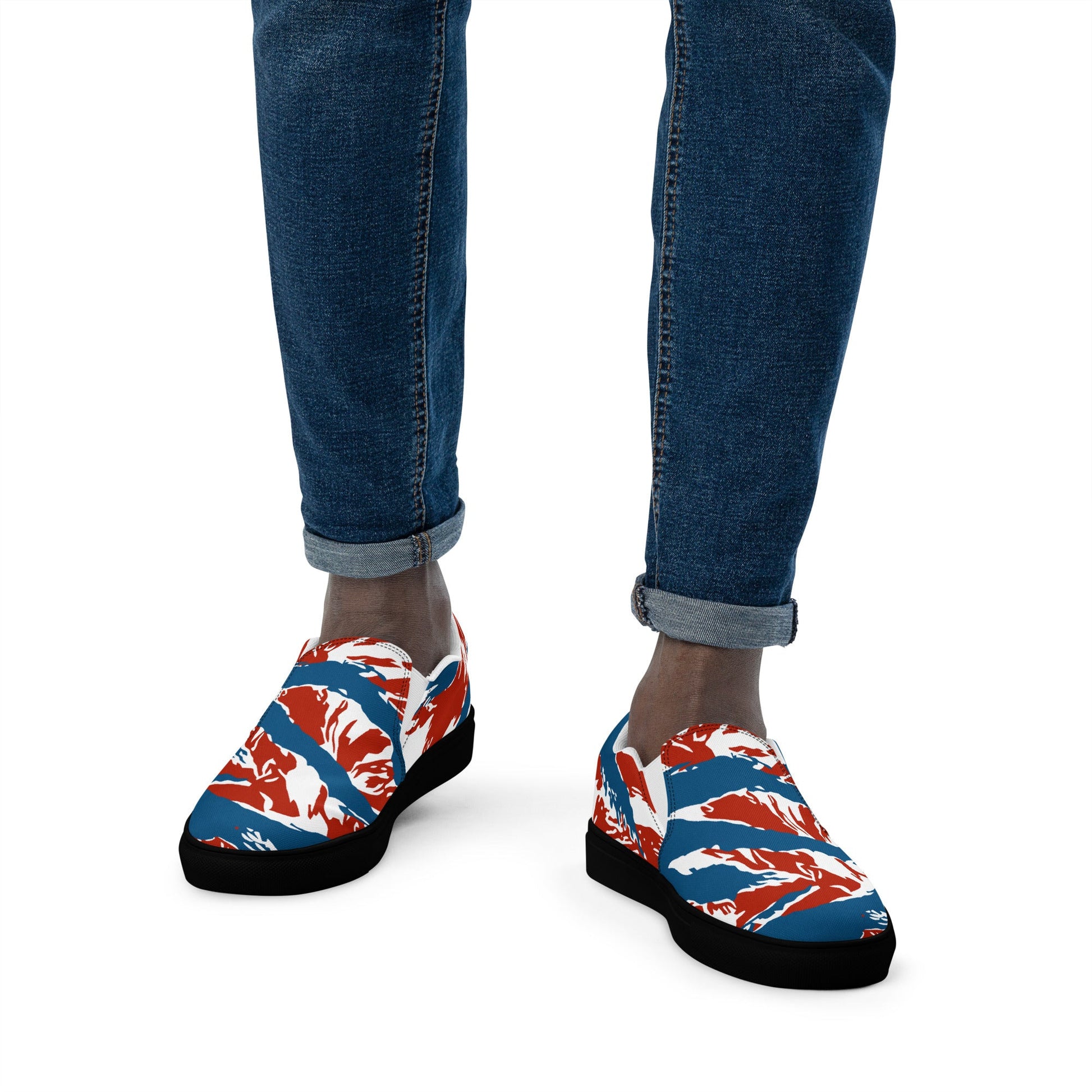 American Patriot Tiger Stripe CAMO Mens Slip-On Canvas Shoes
