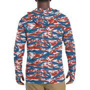 Tiger Stripe Patriot CAMO Mens Sunscreen Sports Hoodie With Thumb Holes