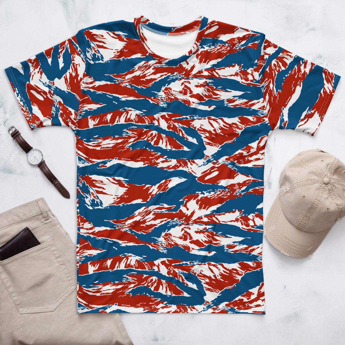 American Patriot Tiger Stripe CAMO Mens T-Shirt - XS