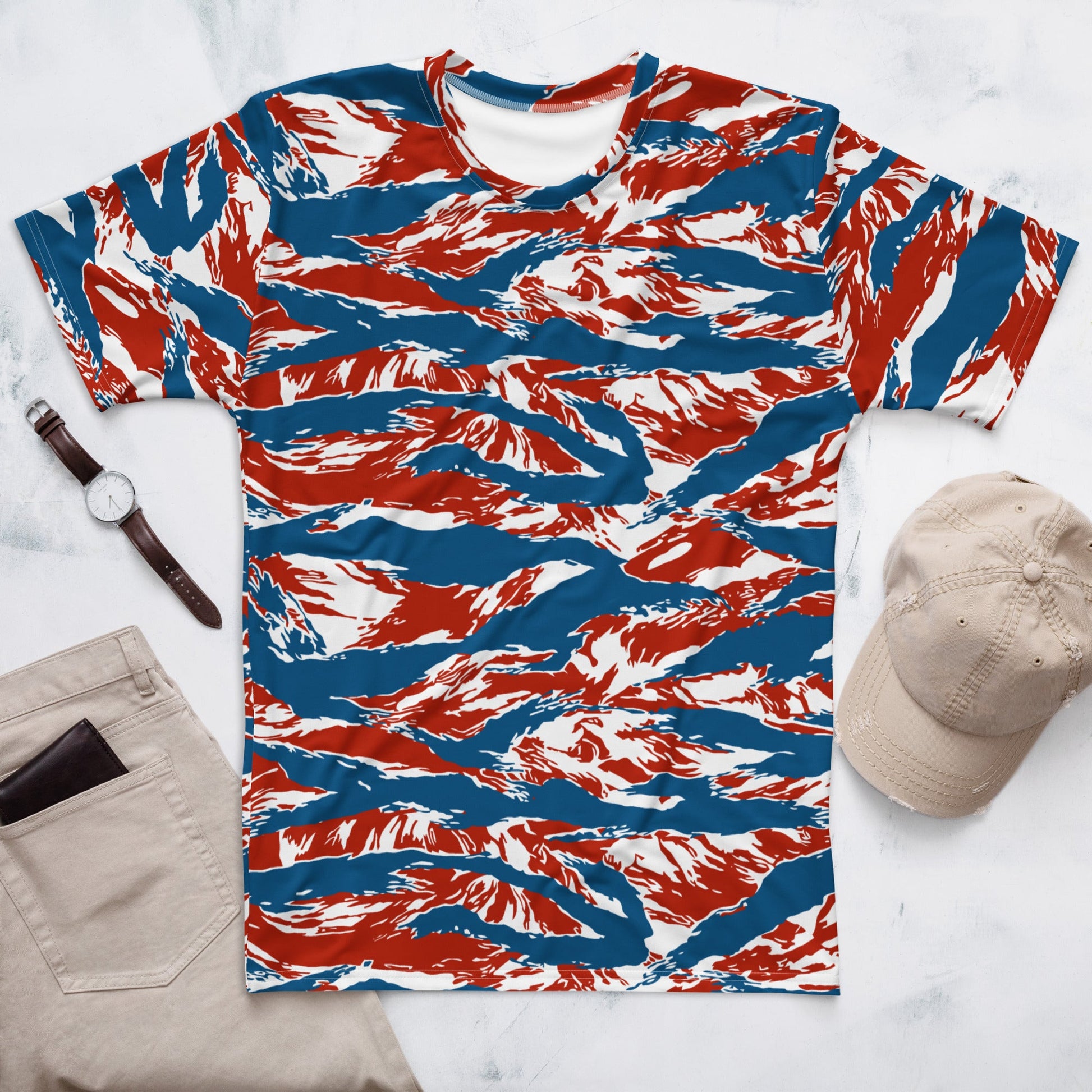 American Patriot Tiger Stripe CAMO Mens T-Shirt - XS
