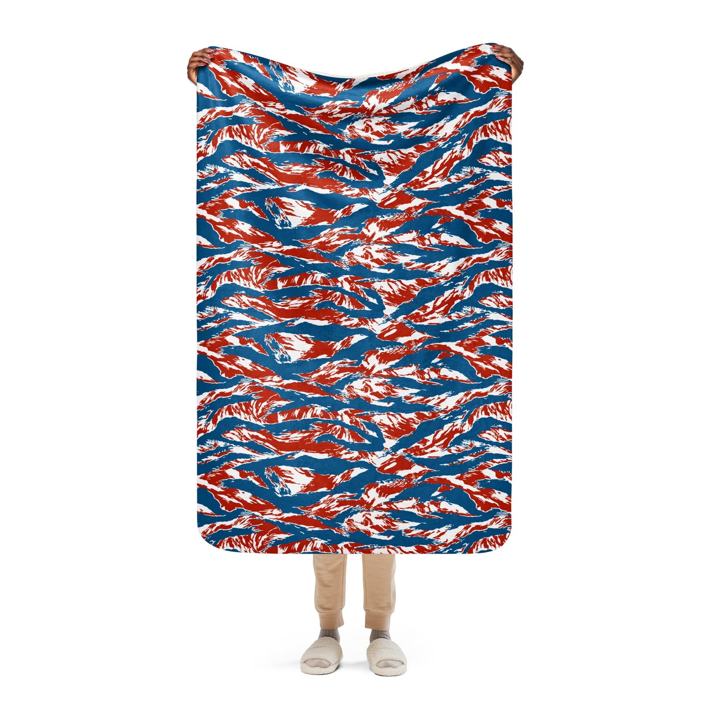 American Patriot Tiger Stripe CAMO Sherpa Blanket - 37″×57″