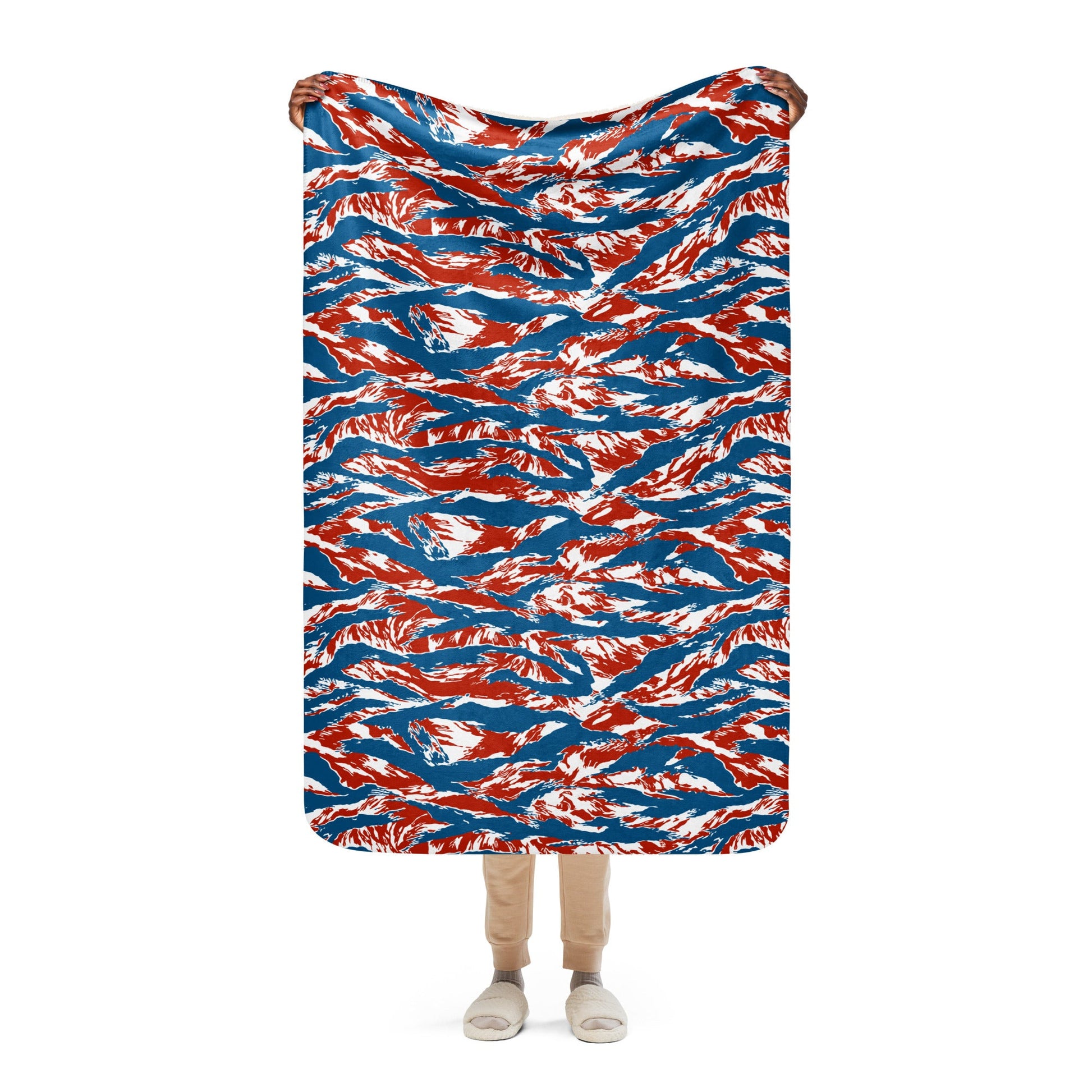 American Patriot Tiger Stripe CAMO Sherpa Blanket - 37″×57″