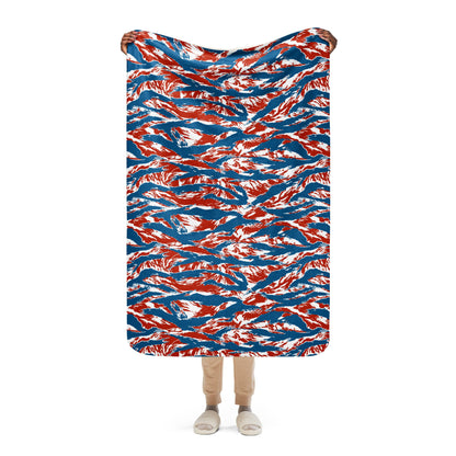 American Patriot Tiger Stripe CAMO Sherpa Blanket - 37″×57″