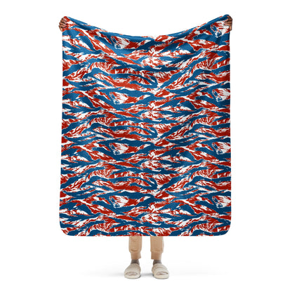 American Patriot Tiger Stripe CAMO Sherpa Blanket - 50″×60″