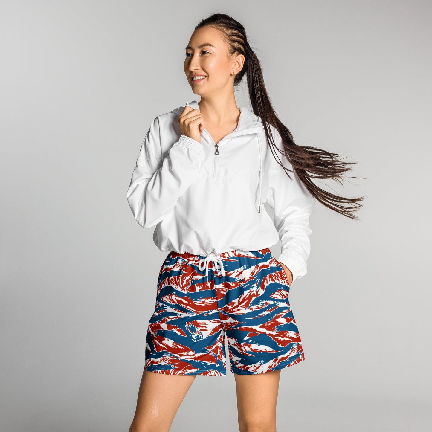 American Patriot Tiger Stripe CAMO Unisex Athletic Long Shorts
