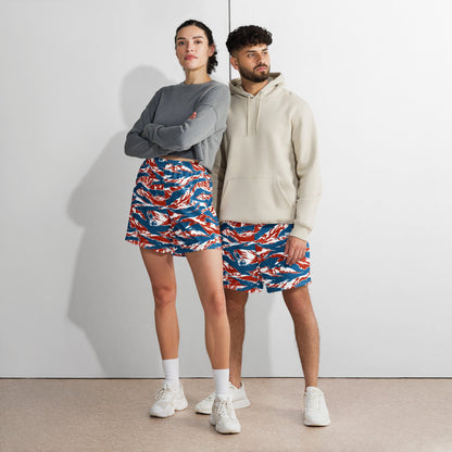 American Patriot Tiger Stripe CAMO Unisex Athletic Long Shorts