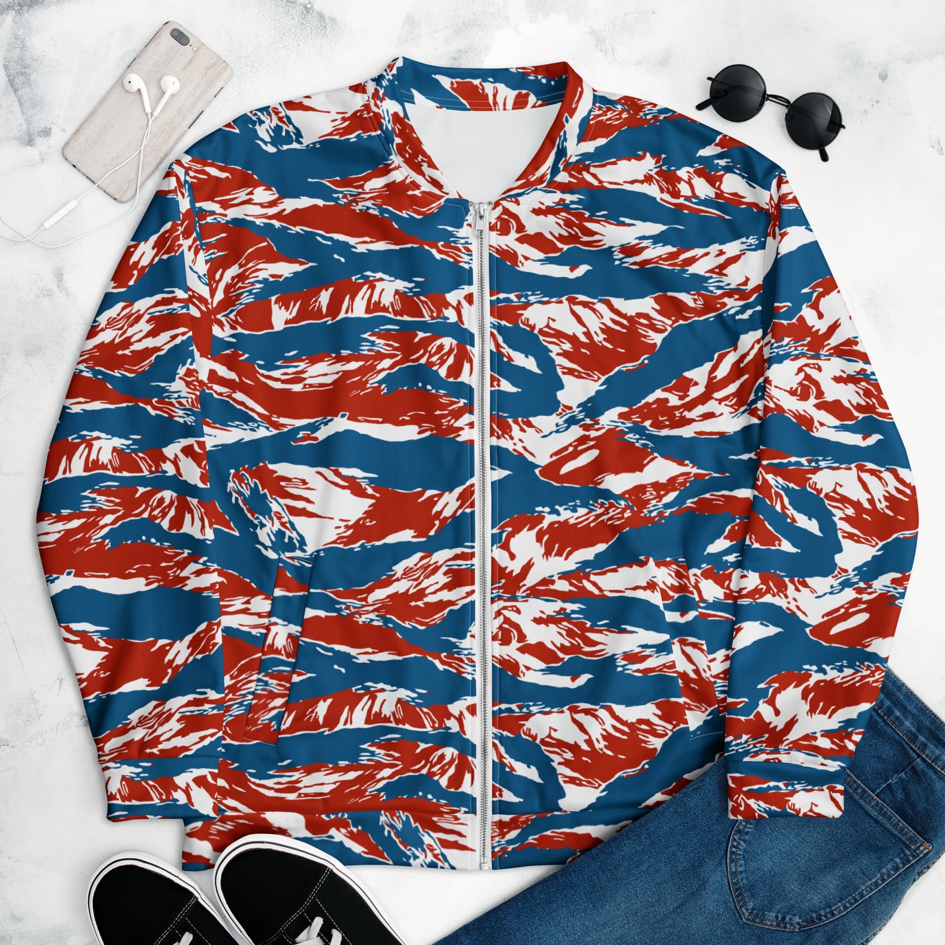 American Patriot Tiger Stripe CAMO Unisex Bomber Jacket - XS