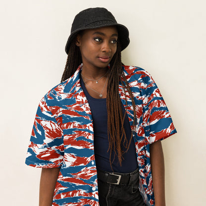 American Patriot Tiger Stripe CAMO Unisex Short-Sleeve Button Shirt