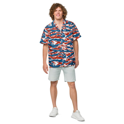American Patriot Tiger Stripe CAMO Unisex Short-Sleeve Button Shirt