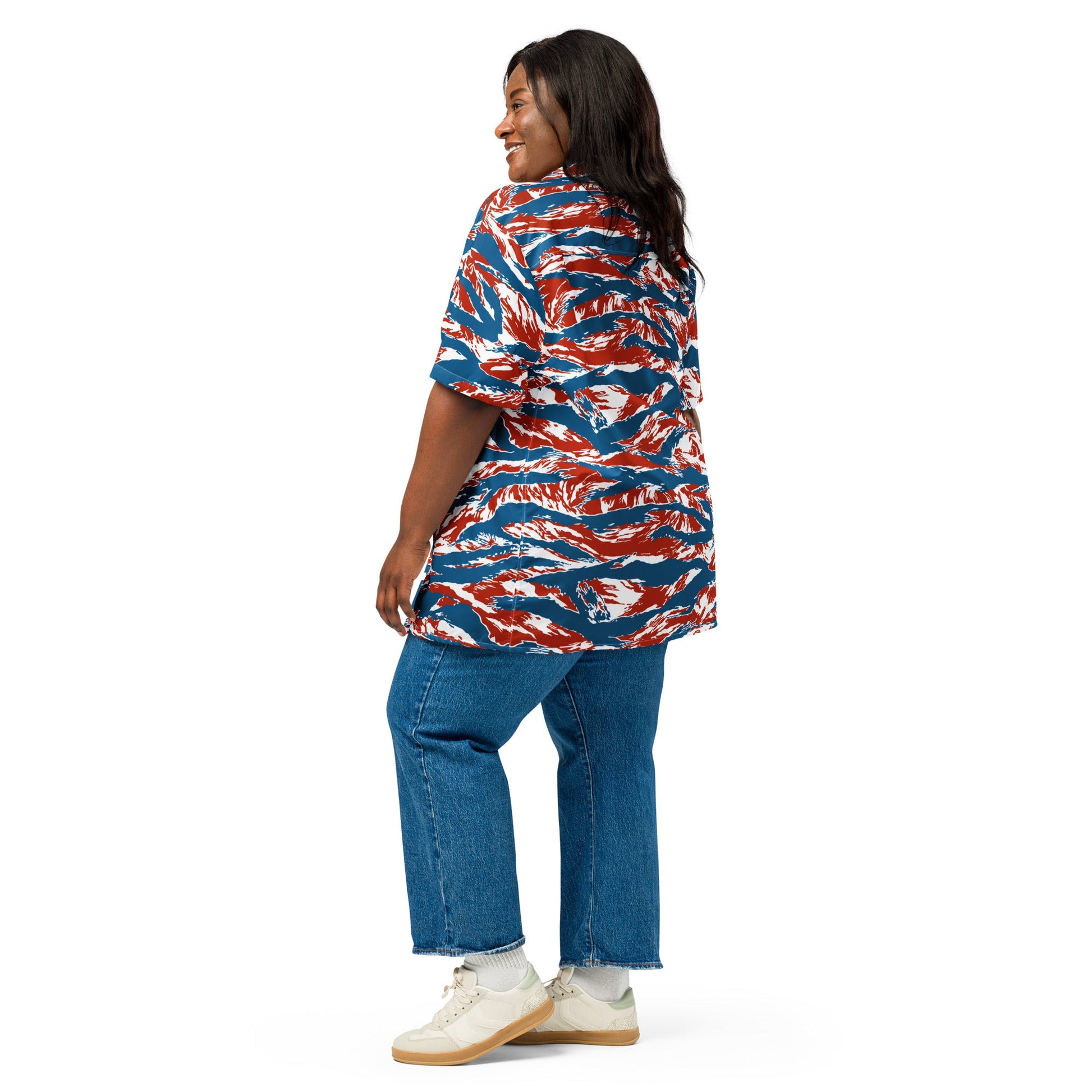 American Patriot Tiger Stripe CAMO Unisex Short-Sleeve Button Shirt