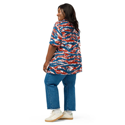 American Patriot Tiger Stripe CAMO Unisex Short-Sleeve Button Shirt
