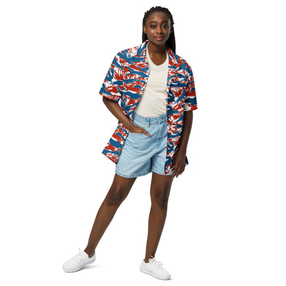 American Patriot Tiger Stripe CAMO Unisex Short-Sleeve Button Shirt