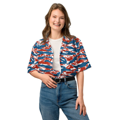 American Patriot Tiger Stripe CAMO Unisex Short-Sleeve Button Shirt