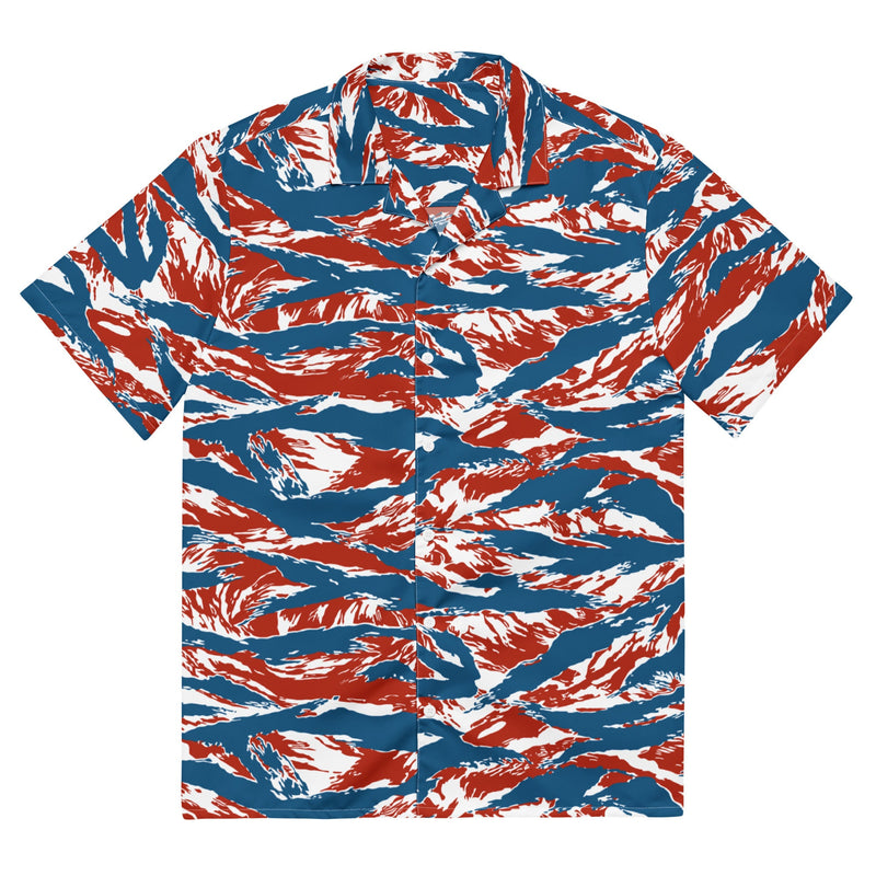 Tiger Stripe Patriot CAMO Unisex Short-Sleeve Button Shirt - Button-Up