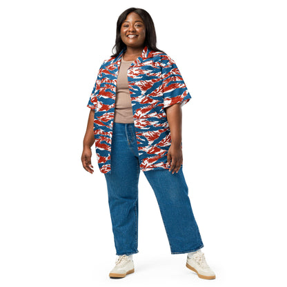 American Patriot Tiger Stripe CAMO Unisex Short-Sleeve Button Shirt