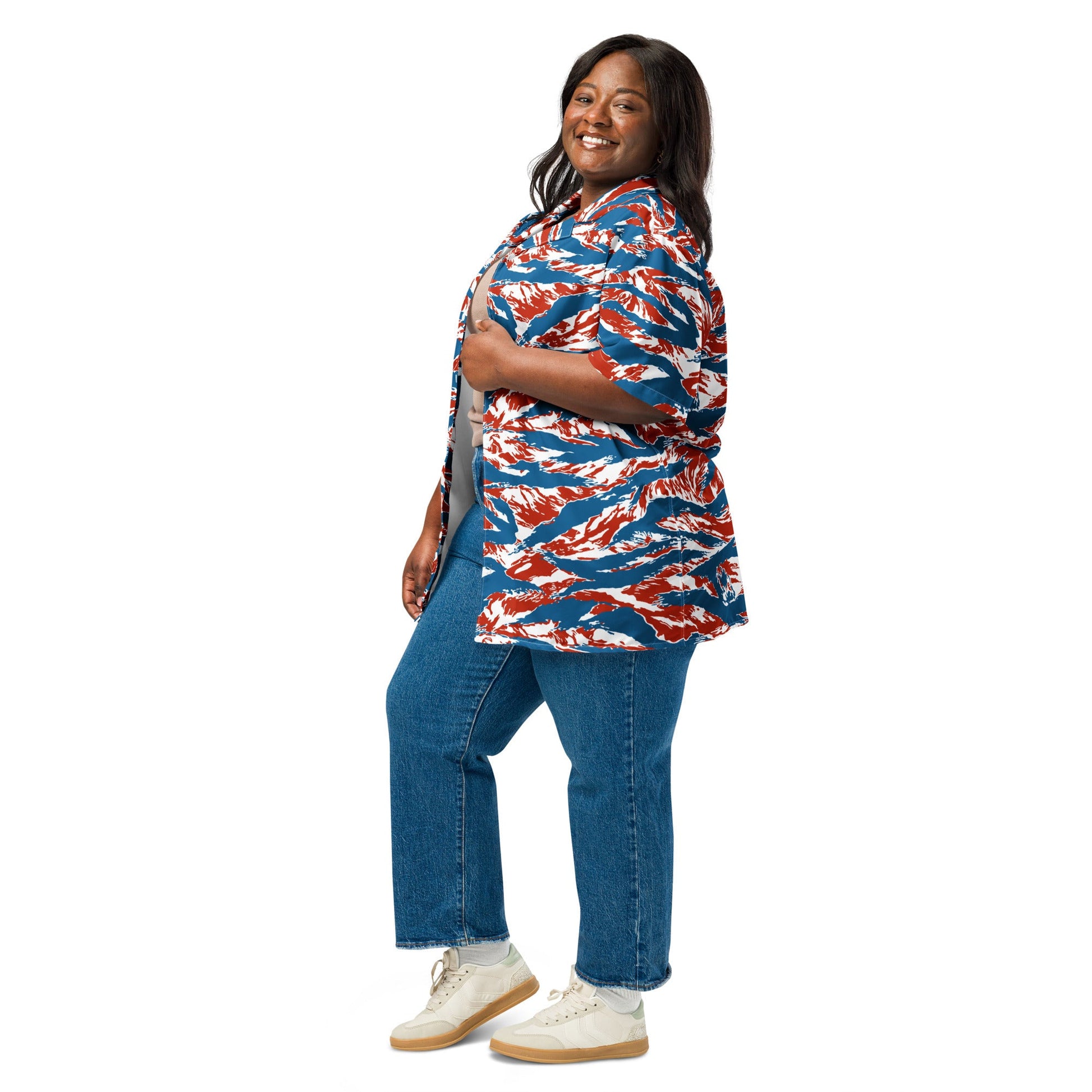 American Patriot Tiger Stripe CAMO Unisex Short-Sleeve Button Shirt