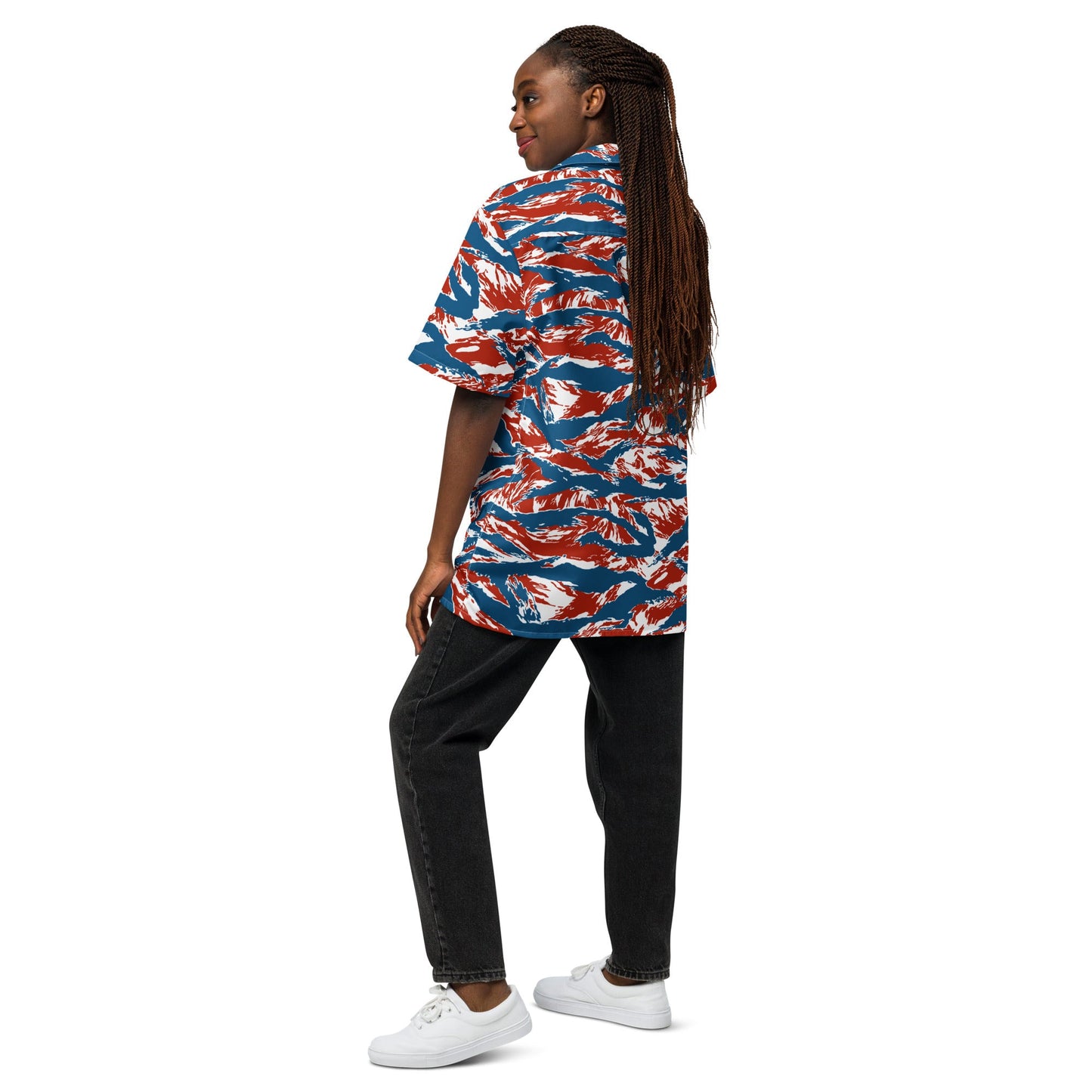 American Patriot Tiger Stripe CAMO Unisex Short-Sleeve Button Shirt