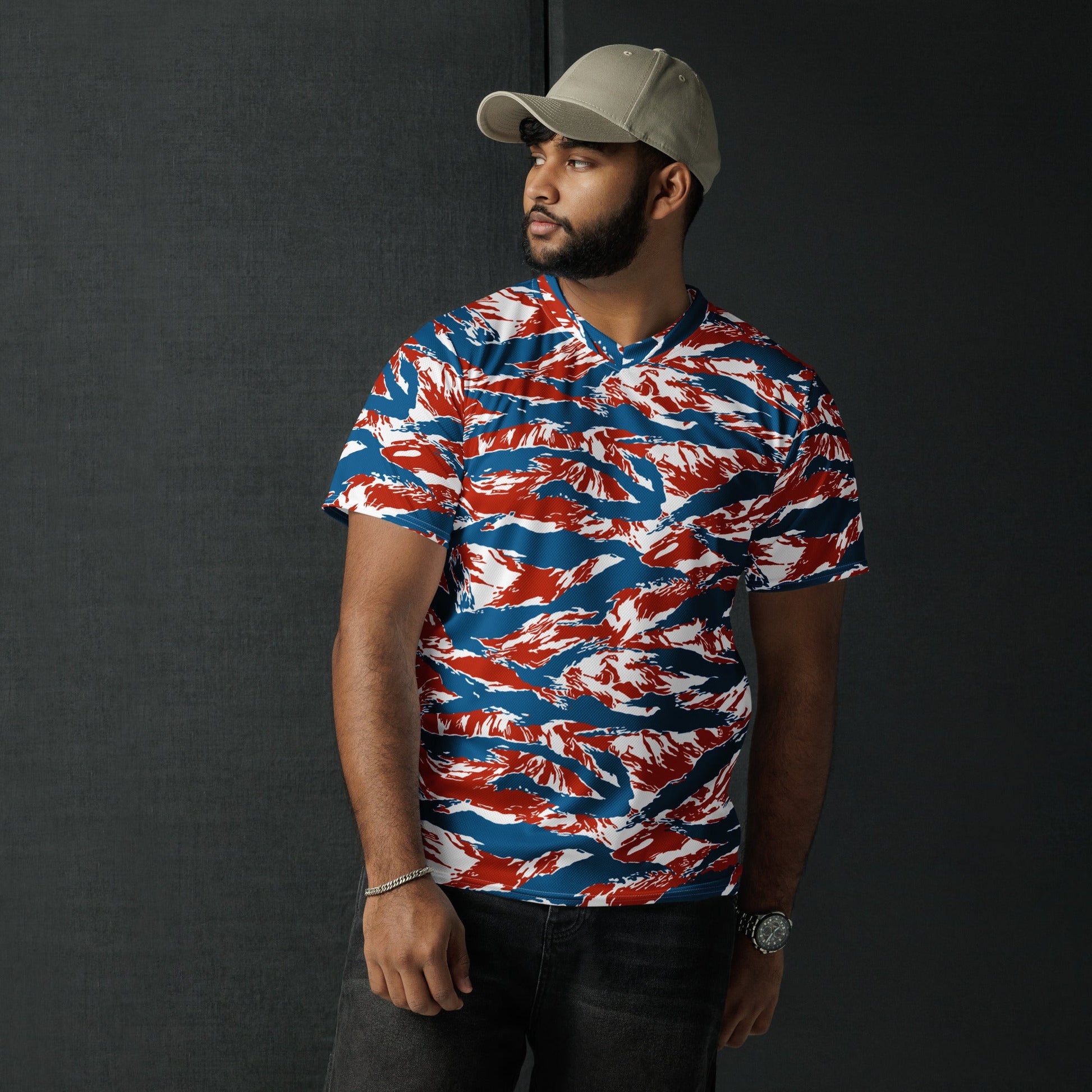 American Patriot Tiger Stripe CAMO Unisex Sports Jersey