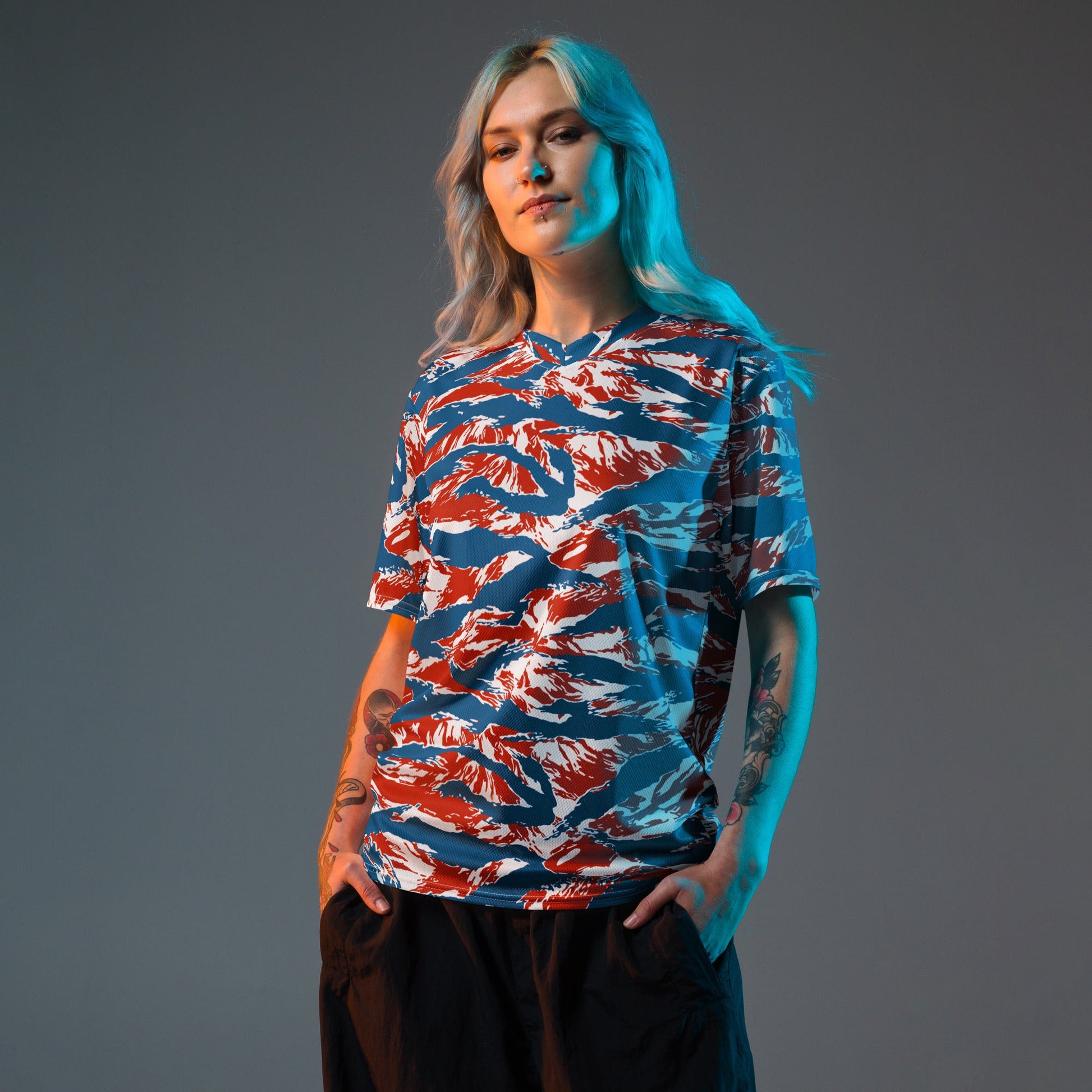 American Patriot Tiger Stripe CAMO Unisex Sports Jersey