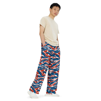 American Patriot Tiger Stripe CAMO Unisex Wide-Leg Leisure Pants