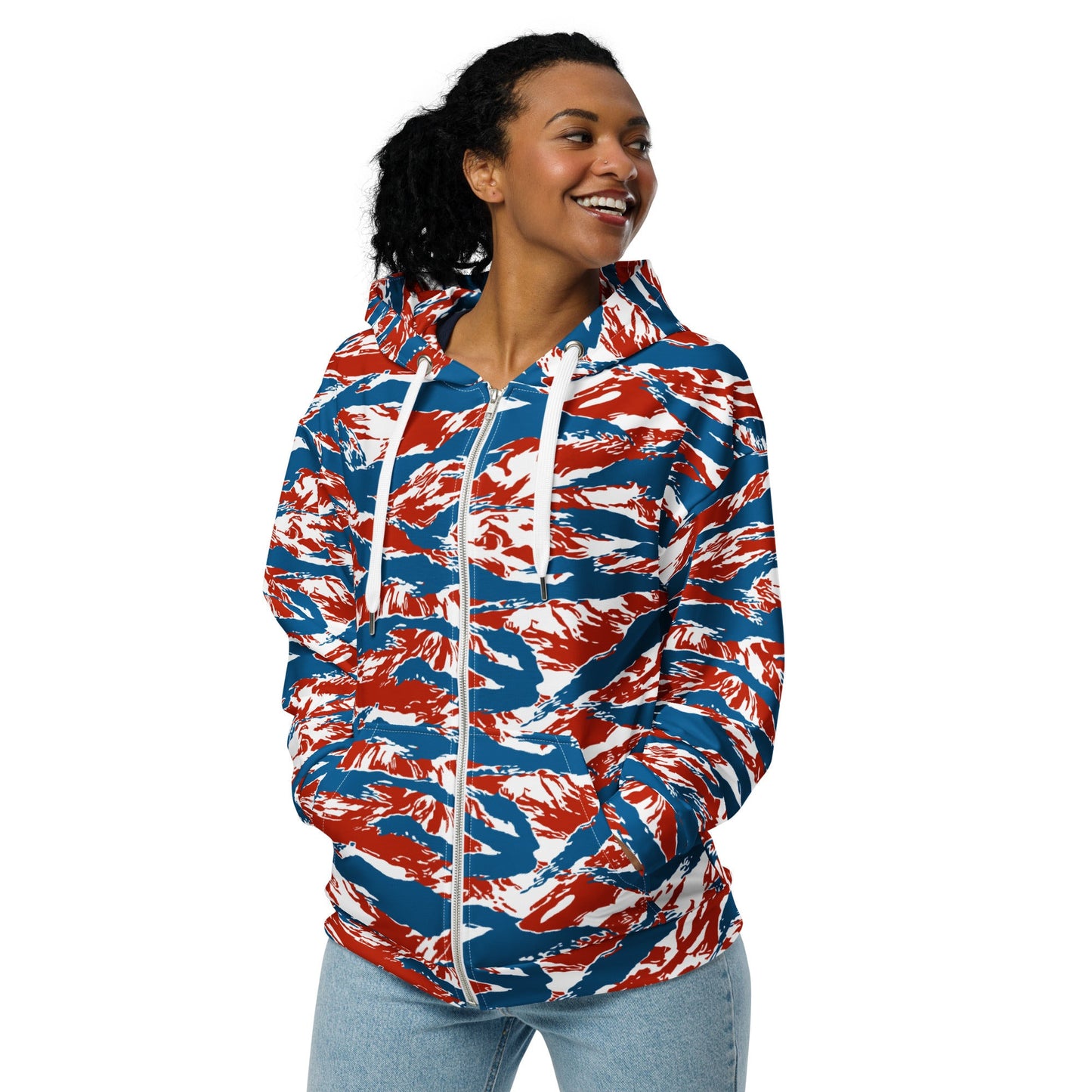 American Patriot Tiger Stripe CAMO Unisex Zip Hoodie