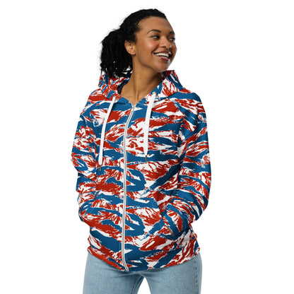 American Patriot Tiger Stripe CAMO Unisex Zip Hoodie