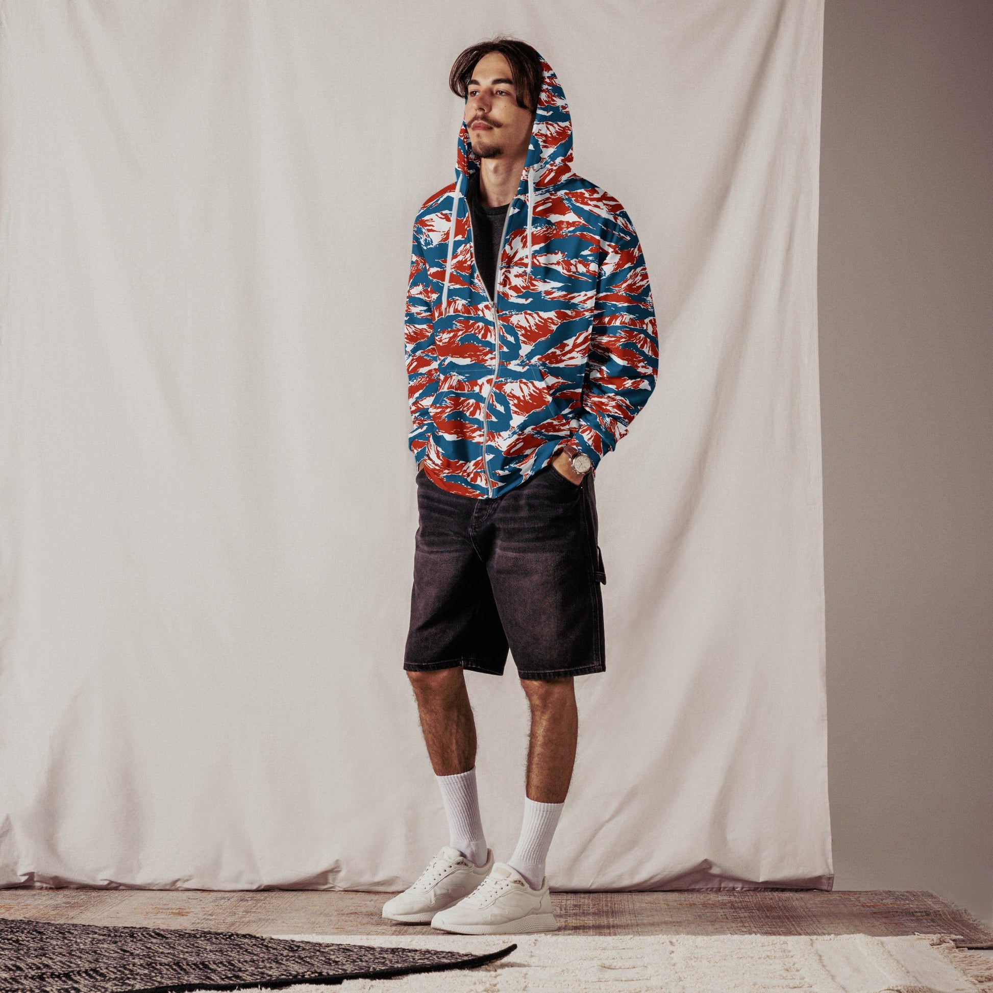 American Patriot Tiger Stripe CAMO Unisex Zip Hoodie
