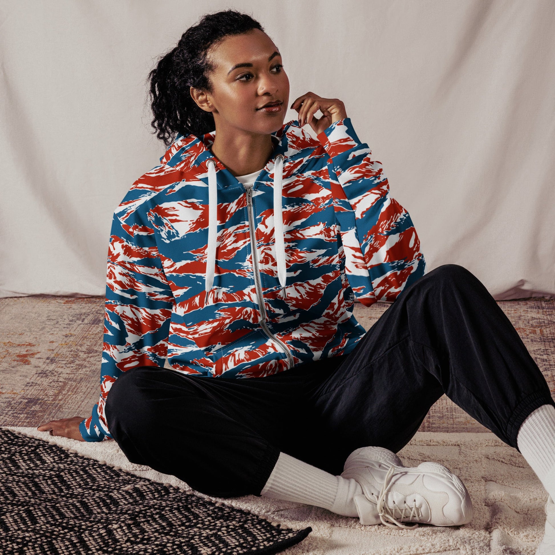 American Patriot Tiger Stripe CAMO Unisex Zip Hoodie