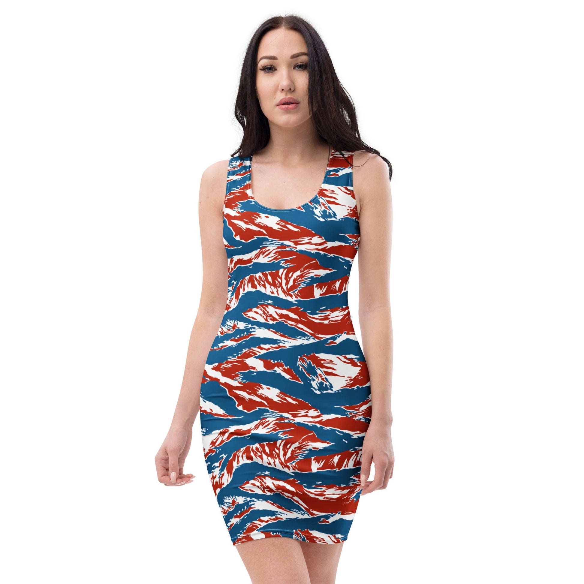 American Patriot Tiger Stripe CAMO Womens Bodycon Dress - XS