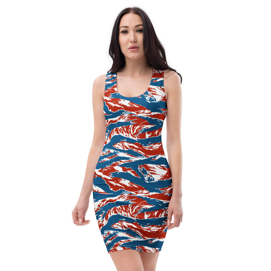 American Patriot Tiger Stripe CAMO Womens Bodycon Dress - XS