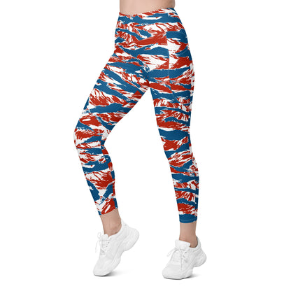 American Patriot Tiger Stripe CAMO Womens Leggings with Pockets