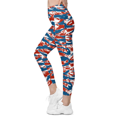 American Patriot Tiger Stripe CAMO Womens Leggings with Pockets